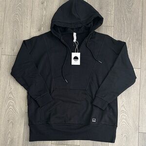 NWT Daily Practice by Anthropologie V-Neck Hoodie Sweatshirt Tunic Black Small